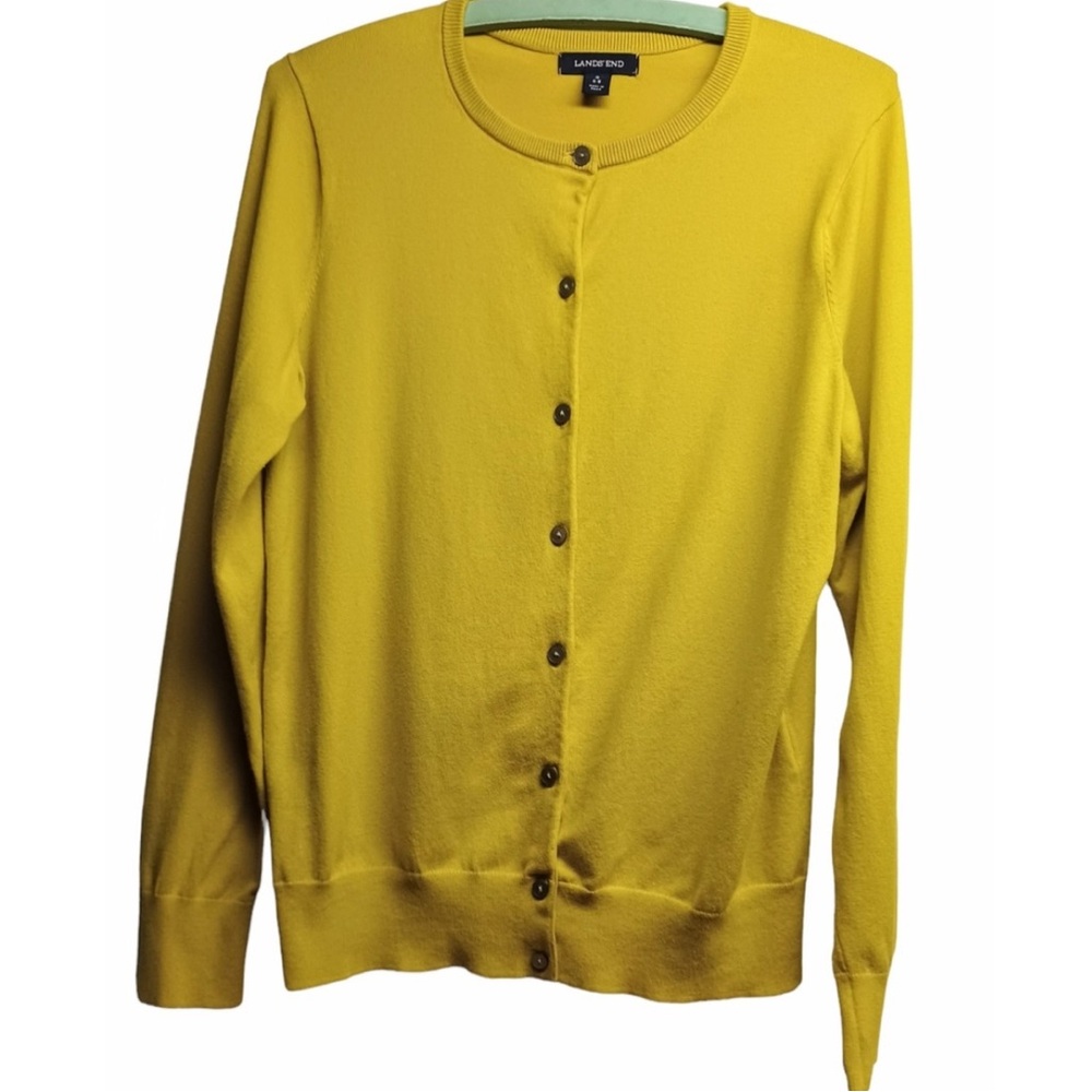 Lands End Cardigan citron green sz 16p